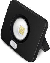 Klein en krachtig SMD LED breedstraler met PIR sensor slimline - 20W 2000lm 5000K Zwart