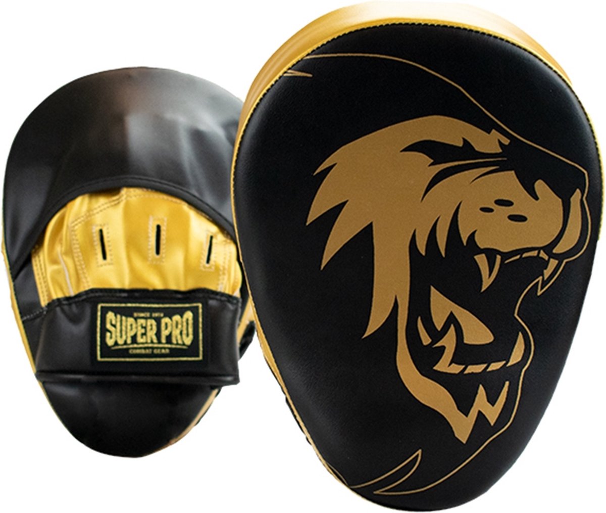 Super Pro Combat Gear Handpads Curved PU Zwart/Goud