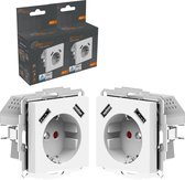 LED.nl® FastCharge stopcontact inbouw met 2 USB snelladers - 2 x stopcontact wit