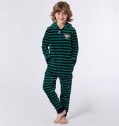 Woody onesie unisex - blauw-groen gestreept - highlander koe - 212-1-ONE-V/920 - maat 152