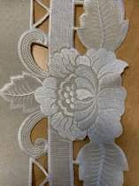 Série de nappes - Aspect lin - Crème avec fleur - Carré 110 x 110 cm