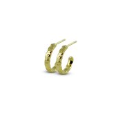 Silventi 9SIL-21574 Zilveren Halve Oorringen - Dames - 14,6 x 3 mm - Bewerkt - Zilver - Gold Plated (Verguld/Goud op Zilver)