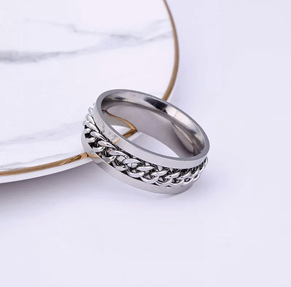 Chain Ring | Zilver | Ringen Mannen | 19mm | Ring Heren | Mannen Cadeau voor Man Cadeautjes | Valentijn | Valentijnscadeau