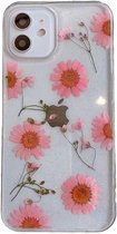 Casies Apple iPhone 12 / 12 Pro gedroogde bloemen hoesje - Dried flower case - Soft case TPU droogbloemen - transparant