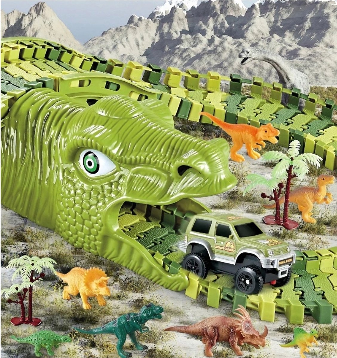 Piste de voiture dinosaure 3+ ans 200 pièces – Ariko