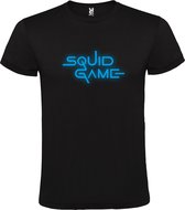 Zwart T-Shirt met “ Squid Game “ logo Glow in the dark Blauw Size M