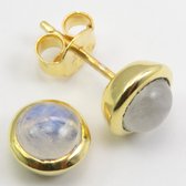 Natuursieraad -  925 sterling zilver 14k goud maansteen oorknoppen - luxe edelsteen sieraad - natuursteen oorbellen