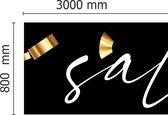 Black Friday Raamsticker - Striping - Set van 3 stuks - 7,5 x 300 cm - Zwart met Goud en Wit - Vinyl - Raamdecoratie