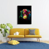 Luxe Canvas Schilderij Monkey Paint | 75x100 | Woonkamer | Slaapkamer | Aap | Kleur | Art | ** 4CM DIK! 3D Effect**