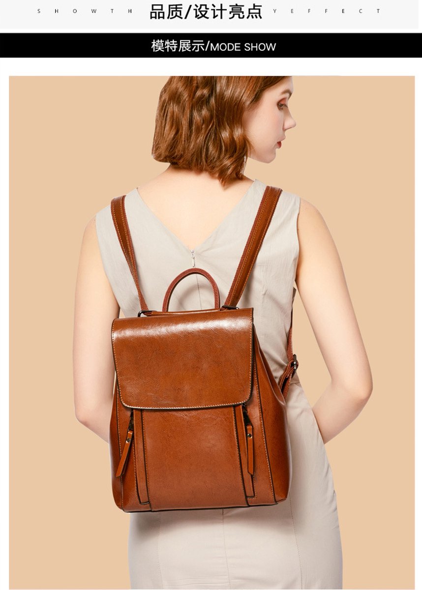VROUWEN CASUAL LEDEREN RUGZAKKEN VINTAGE VROUWELIJKE SCHOUDERTAS REIZEN (ZWART)