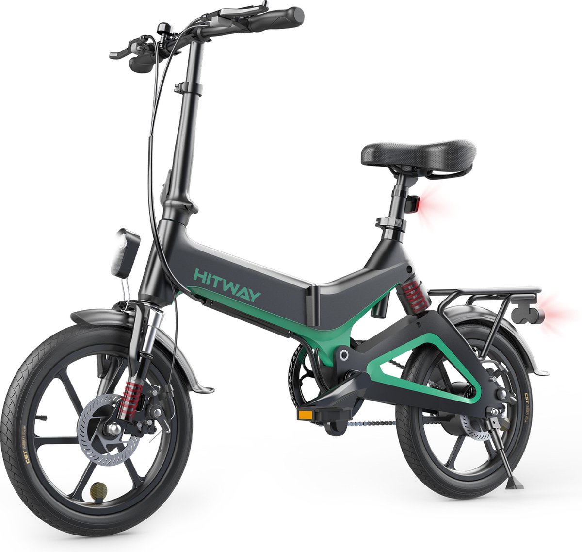 Hitway Elektrische Fiets | Opvouwbare E-bike | 16 Inch | 250W | Zwart Groen