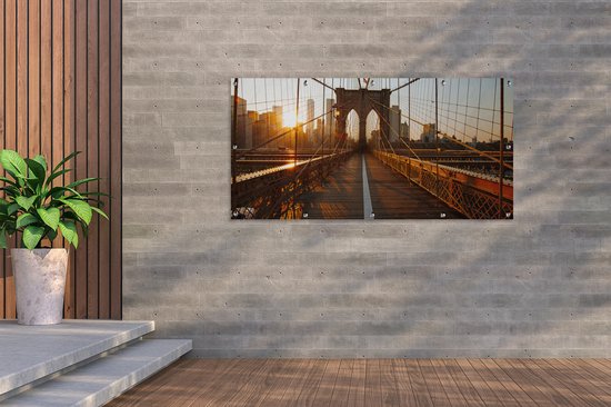 Affiche clôture Bridge de Brooklyn à New York au coucher du soleil - 200x100 cm - Toile jardin
