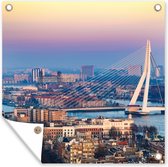 Tuindoek Rotterdam - Skyline - Zonsondergang - 100x100 cm