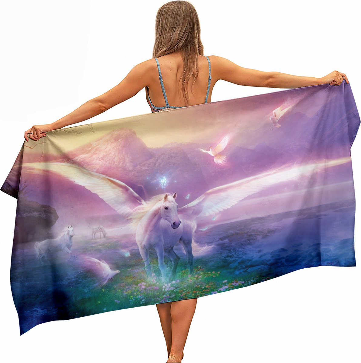 Bol.com Ulticool Microvezel Kinder Sneldrogende Handdoek – 70x140 cm - Eenhoorn Unicorn Paarden - Reizen Travel Accessoires Reis... aanbieding