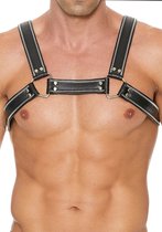 Shots - Ouch!  | Z Series Chest Bulldog Harness - Leather - Black/Black - S/M