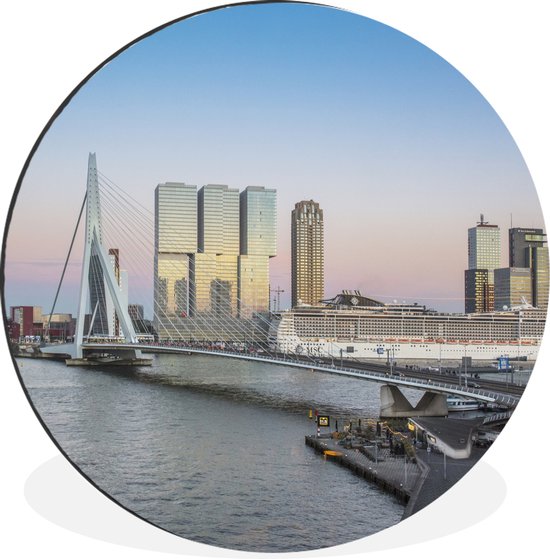 WallCircle - Wandcirkel - Muurcirkel - Rotterdam - Water - Brug - Aluminium - Dibond - ⌀ 60 cm - Binnen en Buiten