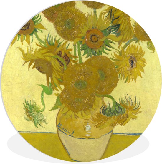 WallCircle - Wandcirkel ⌀ 30 - Zonnebloemen - Vincent van Gogh - Ronde schilderijen woonkamer - Wandbord rond - Muurdecoratie cirkel - Kamer decoratie binnen - Wanddecoratie muurcirkel - Woonaccessoires