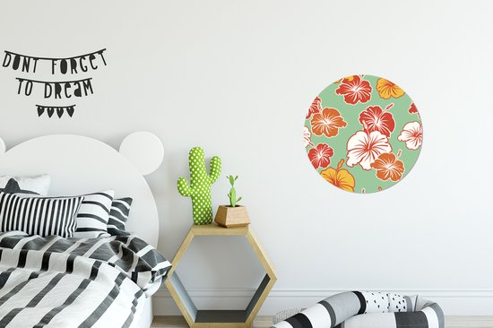 Illustration de conception florale avec des fleurs autocollant de papier peint cercle mural ⌀ 30 cm / cercle de papier peint / cercle mural / cercle vivant - auto-adhésif et découpe ronde