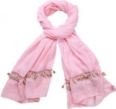 Sjaal roze-versierd met schelpjes-180x70 cm-Musthaves