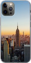 Geschikt voor iPhone 13 Pro hoesje - New York - Skyline - Zonsondergang - Siliconen Telefoonhoesje