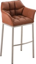 Barkruk Sarpsborg Kunstleer met 4-poots Mat geborsteld RVS frame, Rood
