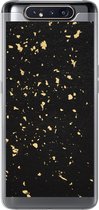 Geschikt voor Samsung Galaxy A80 hoesje - Gouden vlokken op een zwarte achtergrond - Siliconen Telefoonhoesje