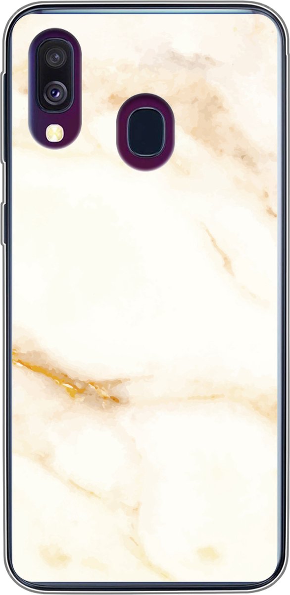 Telefoonhoesje Geschikt voor Samsung Galaxy A40 hoesje - Marmer print - Patronen - Wit - Siliconen Telefoonhoesje Telefoonhoesje
