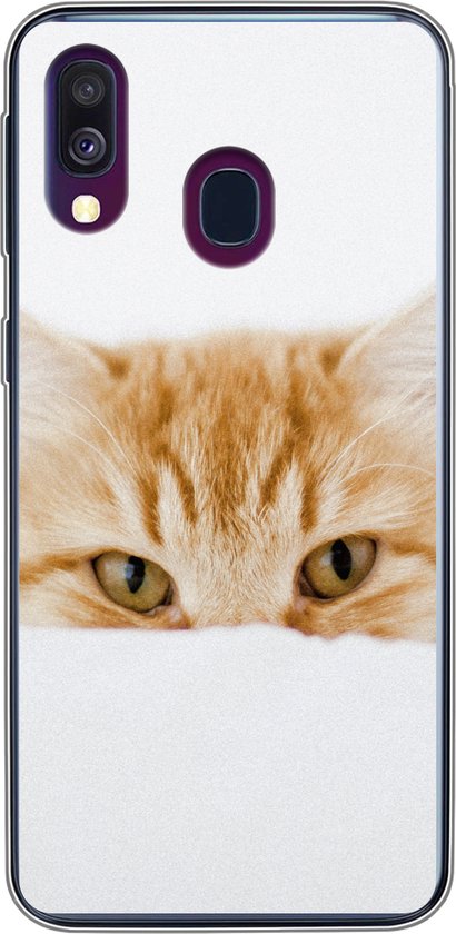 Coque Samsung Galaxy A40 - Chat - Rouge - Wit - Siliconen