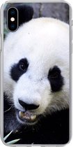 Geschikt voor iPhone Xs Max hoesje - Panda - Dier - Bladeren - Siliconen Telefoonhoesje