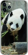 Geschikt voor iPhone 11 Pro Max hoesje - Panda - Boomstam - Grot - Siliconen Telefoonhoesje