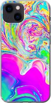 Geschikt voor iPhone 13 hoesje - Kunst - Kleuren - Psychedelisch - Siliconen Telefoonhoesje