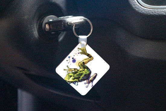Porte-clés Frog illustration - Illustration colorée d'un porte-clés grenouille en plastique - Porte-clés carré avec photo