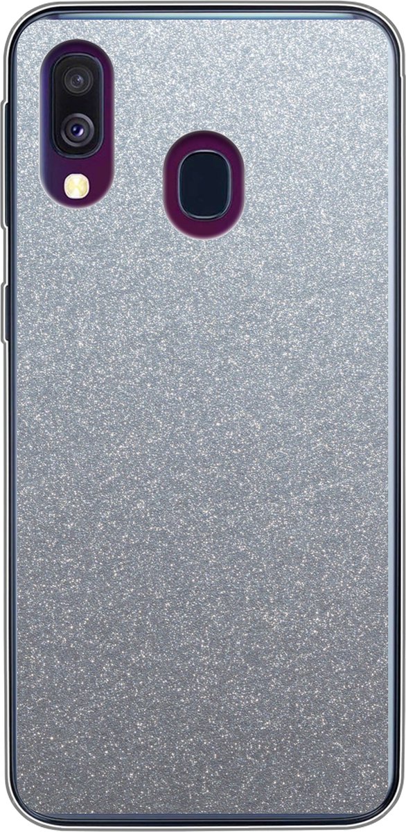 Telefoonhoesje Geschikt voor Samsung Galaxy A40 hoesje - Metaal print - Aluminium - Stippen - Siliconen Telefoonhoesje Telefoonhoesje
