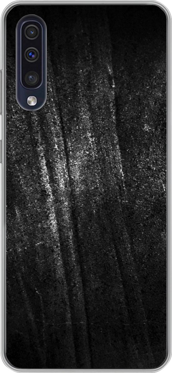 Telefoonhoesje Geschikt voor Samsung Galaxy A50 hoesje - Metaal print - Zwart - Glitter - Siliconen Telefoonhoesje Telefoonhoesje