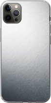 Geschikt voor iPhone 12 Pro Max hoesje - Metaal print - Grijs - Zwart - Wit - Siliconen Telefoonhoesje