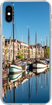 Geschikt voor iPhone Xs hoesje - Rotterdam - Zomer - Boot - Siliconen Telefoonhoesje