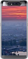 Geschikt voor Samsung Galaxy A80 hoesje - Rotterdam - Zonsondergang - Roze - Siliconen Telefoonhoesje