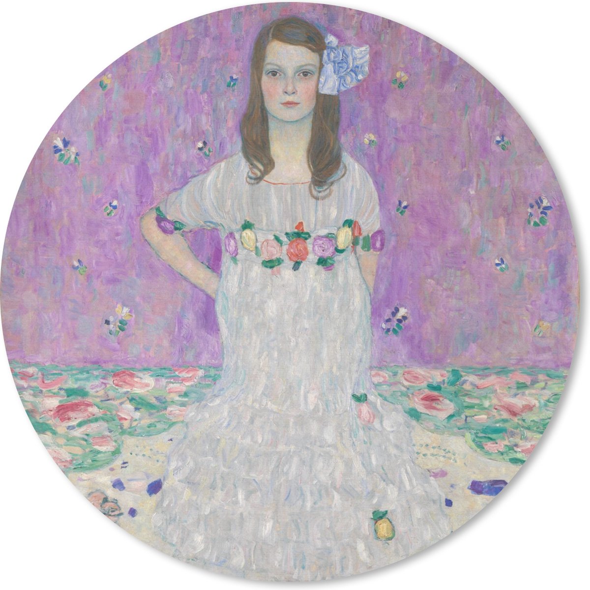 Muismat rond 30x30 cm - Mousepad Portret van Mada Primavesi - Schilderij van Gustav Klimt - Ronde muismatten