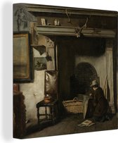 Canvas Schilderij Het atelier van de Haarlemse schilder Pieter Frederik van Os - Schilderij van Anton Mauve - 50x50 cm - Wanddecoratie