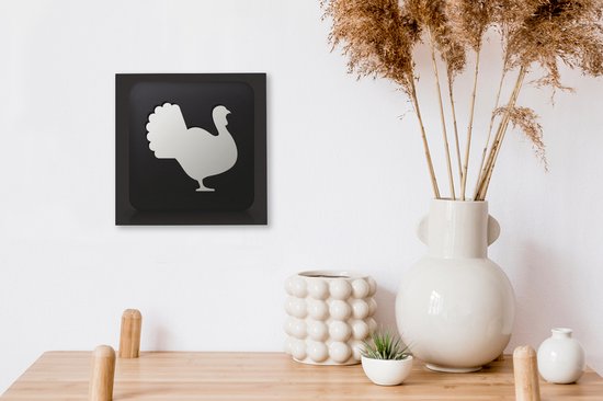 Une illustration d'une dinde sur une toile de fond noir 20x20 cm - petit - Tirage photo sur toile (Décoration murale salon / chambre) / Animaux sauvages Peintures sur toile