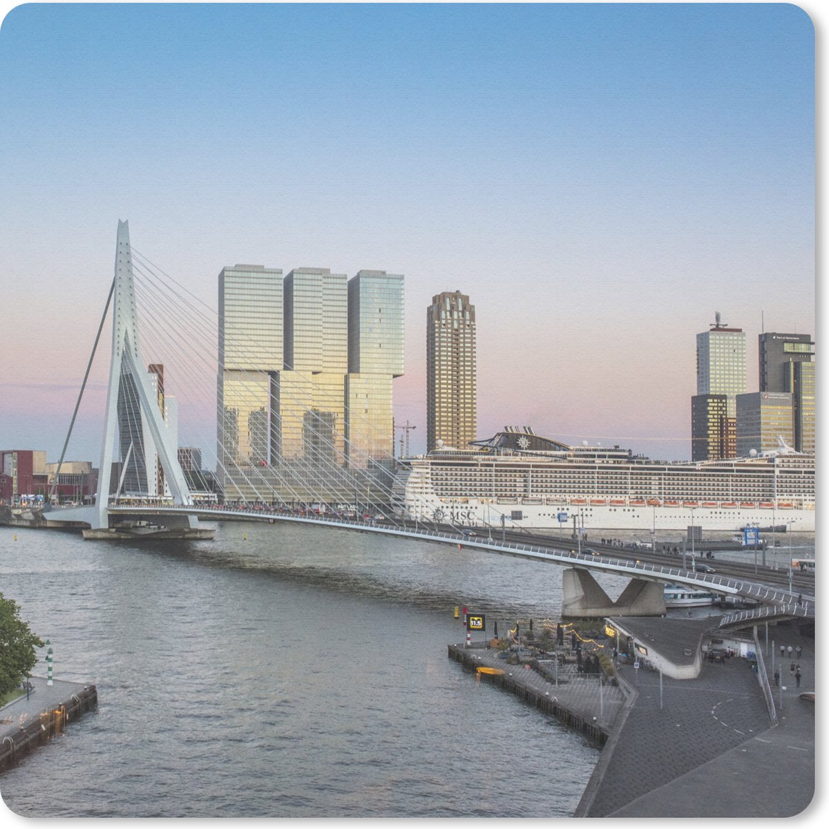Muismat - Mousepad - Rotterdam - Water - Brug - 30x30 cm - Muismatten