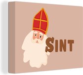 Canvas Schilderij Sinterklaas - Chocolade - Sint - Kinderen - Jongens - Meisjes - Kind - 40x30 cm - Wanddecoratie