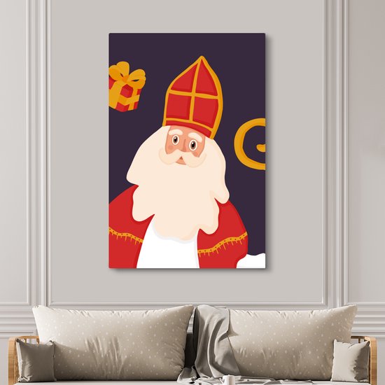 Tableau sur toile Sinterklaas - Personnel - Saint - Enfants - Garçons - Filles - Kids - 120x180 cm - Décoration murale XXL