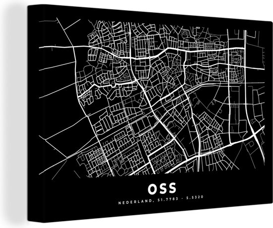 Tableau sur toile Plan de ville - Oss - Nederland - 140x90 cm - Décoration murale