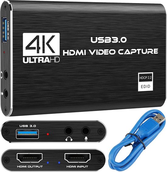 Adaptateur USB HDMI 4k vers USB 3.0 - Video Grabber - Noir | bol.com