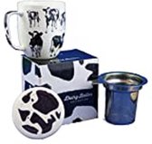 Dairy Belles koe mok met theezeef en deksel