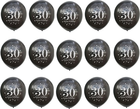 Verjaardag feest  ballonnen 30 jaar 15 stuks.