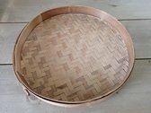 Balivie - Decoratief dienblad - Offerschaal met opstaande rand - Ø 37 cm - 45 mm diep - Gevlochten bamboe - Naturel - Uit Bali