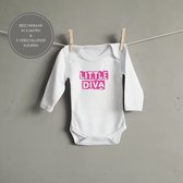 Baby rompertje - Little Diva - Romper lange mouw wit - Maat 50/56