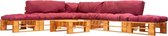 Decoways - 6-delige Loungeset pallet met rode kussens hout